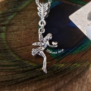 Silver Fairy Pendant 925 Necklace Fairycore~Leaf~Heart~Fantasy~Faerie necklace